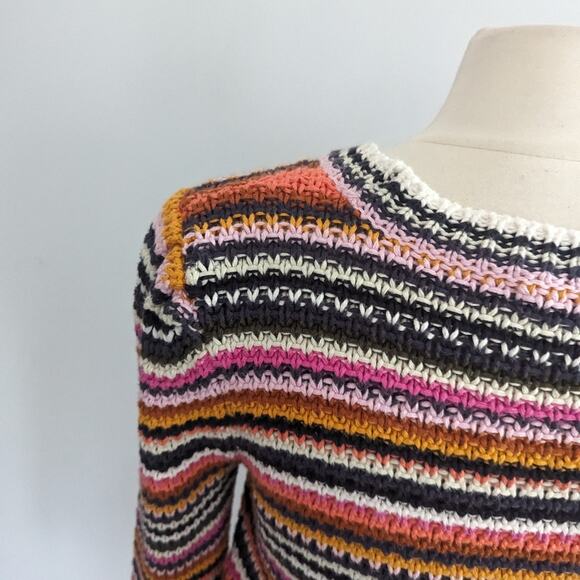 Women's Marie Oliver Miley Stripe Sweater Large Rainbow Colorful - Picture 5 of 7